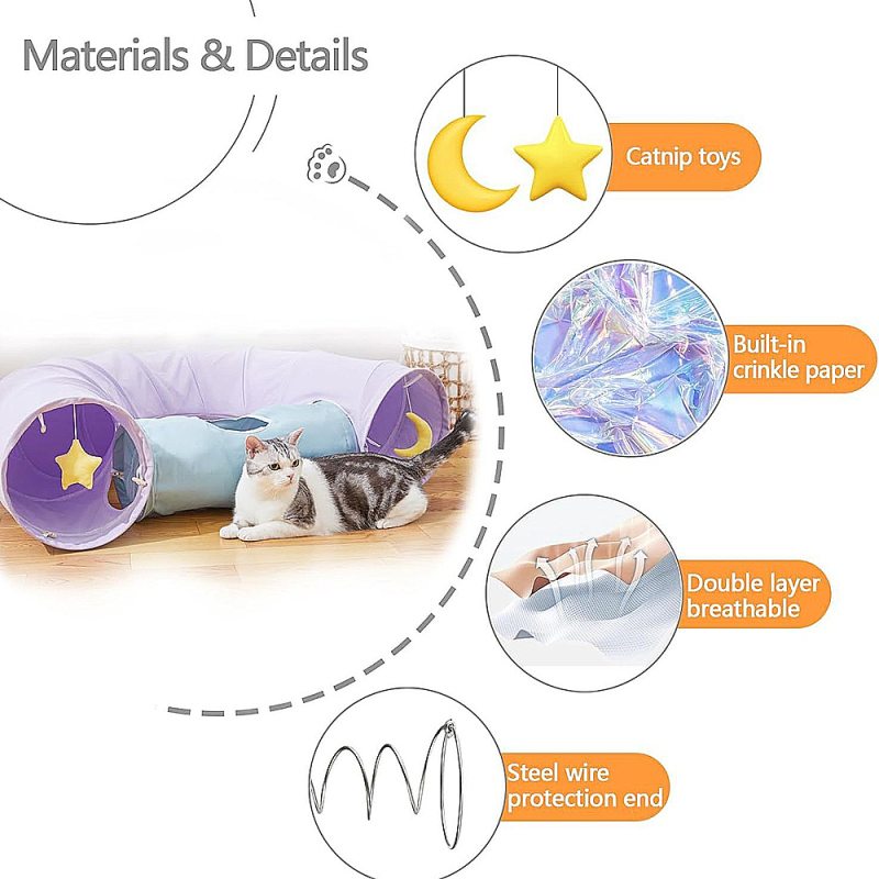 Wholesale Purple Breathable Foldable Collapsible Cat Play Tunnels