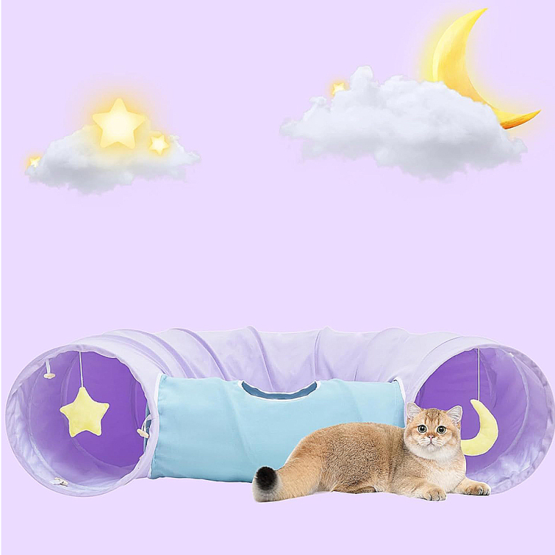 Wholesale Purple Breathable Foldable Collapsible Cat Play Tunnels