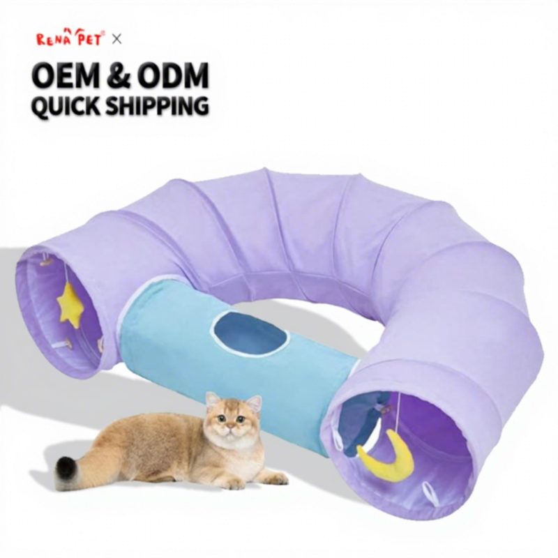 Wholesale Purple Breathable Foldable Collapsible Cat Play Tunnels