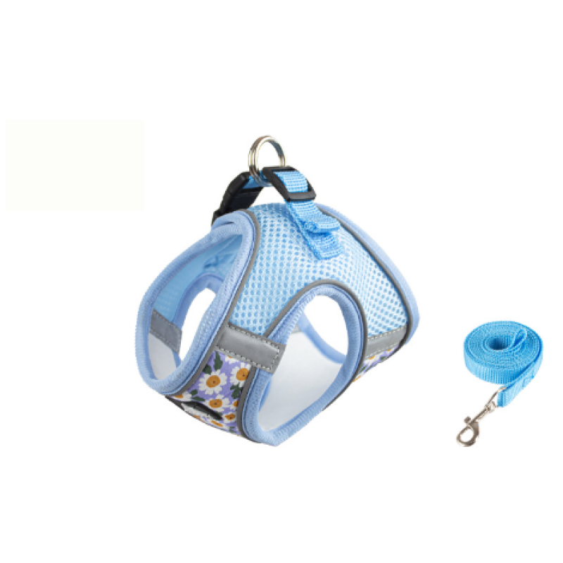 Manufacturer Wholesale Flower Design Breathable Mesh Small Dog Harness and Leash