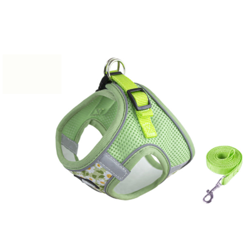 Manufacturer Wholesale Flower Design Breathable Mesh Small Dog Harness and Leash