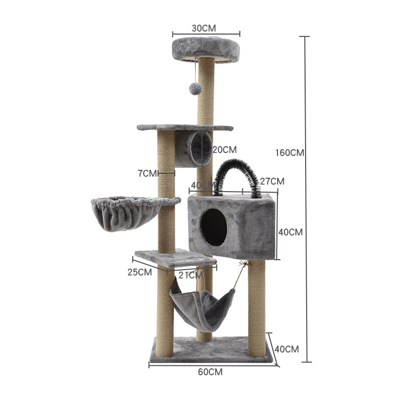 Manufacturer wholesale sisal stable cat scratcher condo with hammock