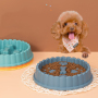 Manufacturer wholesale orange blue green yellow plastic slow feeder dog bowl round design