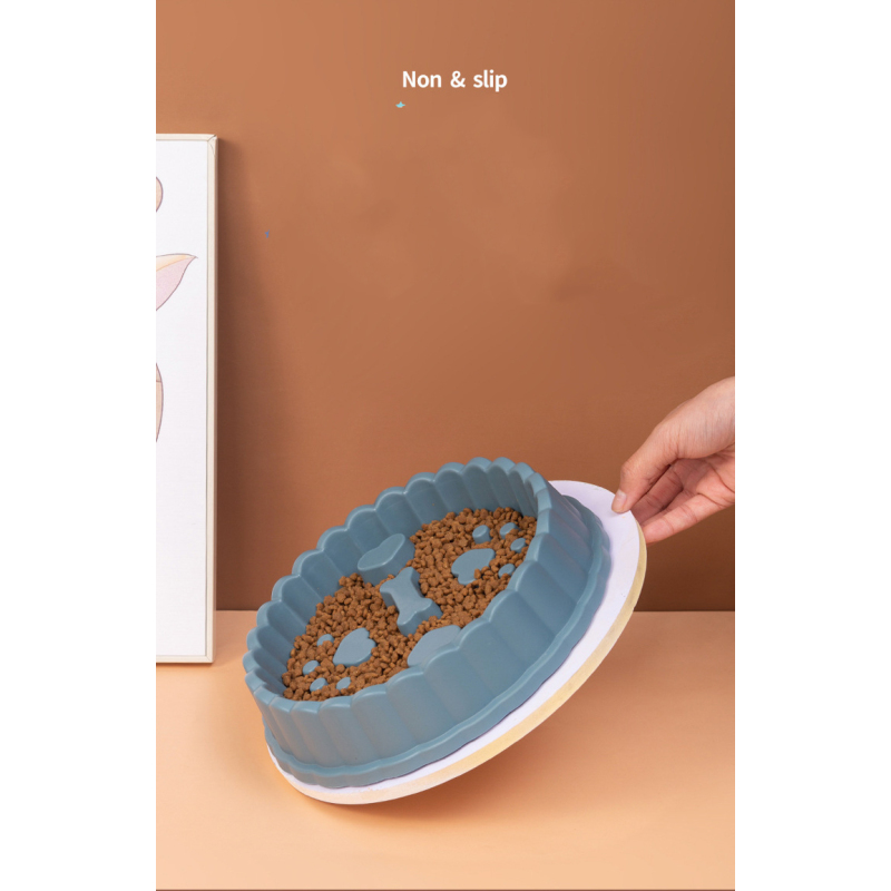 Manufacturer wholesale orange blue green yellow plastic slow feeder dog bowl round design