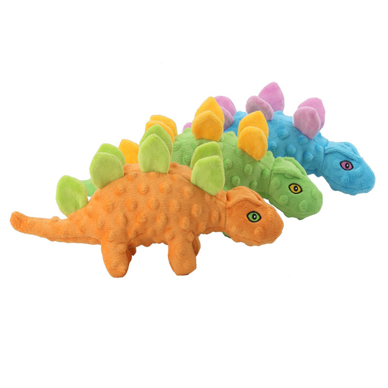Manufacturer wholesale dinosaur design dog plush toy with tpr ball