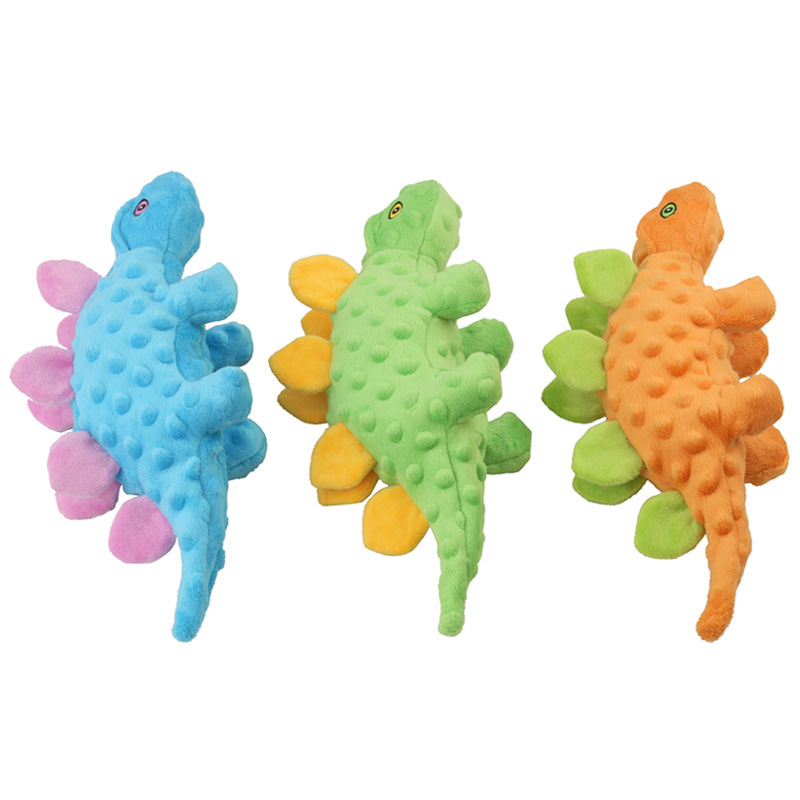 Manufacturer wholesale dinosaur design dog plush toy with tpr ball