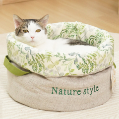 Manufacturer wholesale new design nature stye barrel shape cat dog bed