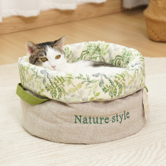 Manufacturer wholesale new design nature stye barrel shape cat dog bed