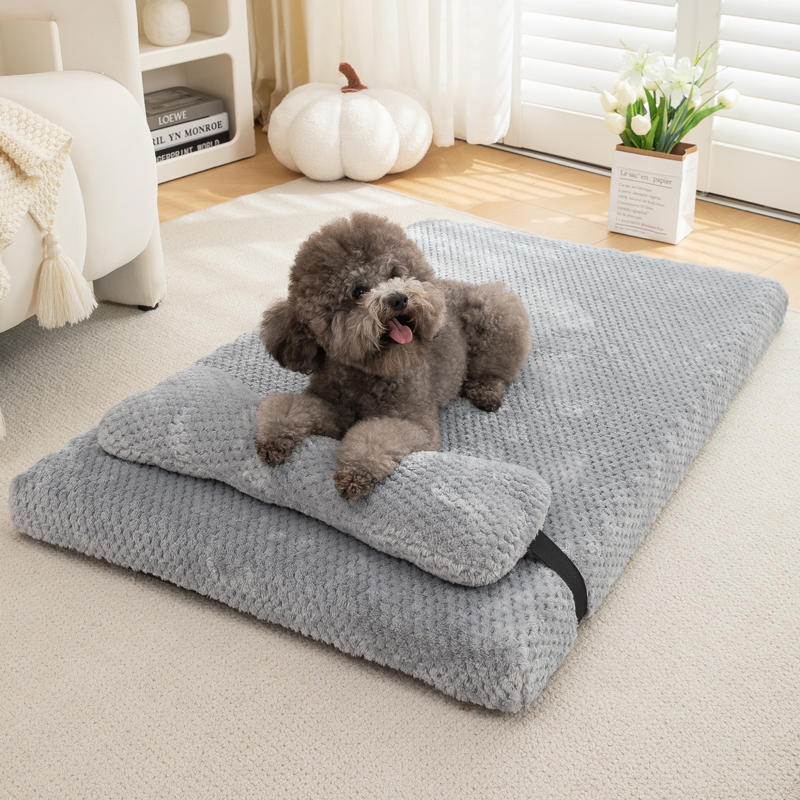 Manufacturer Wholesale Custom Logo Pet Supplier Large Orthopedic Mamory Foam Dog Bed With Pillow