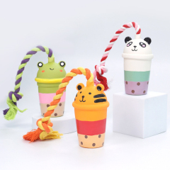 Manufacturer Wholesale Squeaky Rope Cute Cup Chew Dog Toys Latex