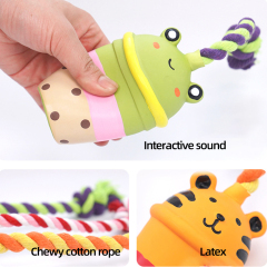 Manufacturer Wholesale Squeaky Rope Cute Cup Chew Dog Toys Latex