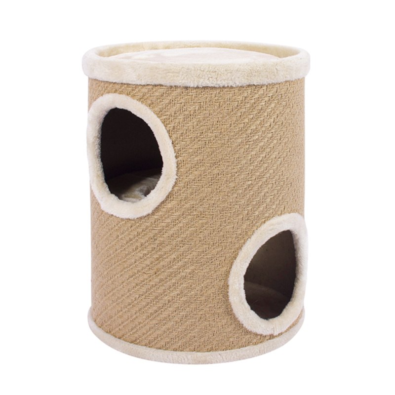 Wholesale OEM Beige Board Short Plush Cat Tunnel Toy