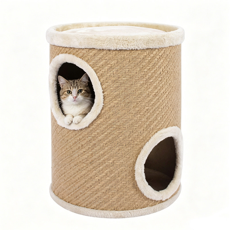 Wholesale OEM Beige Board Short Plush Cat Tunnel Toy