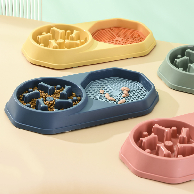 Manufacturer wholesale green yellow blue pink slow feeder dog bowls with lick mat