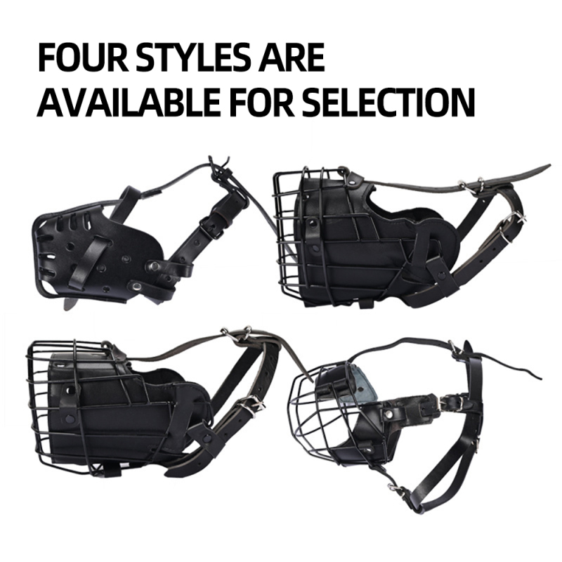 Wholesale Black Adjustable Breathable Luxury Dog Muzzle Cowhide