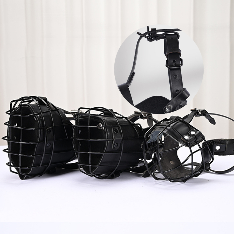 Wholesale Black Adjustable Breathable Luxury Dog Muzzle Cowhide