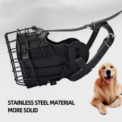 Wholesale Black Adjustable Breathable Luxury Dog Muzzle Cowhide