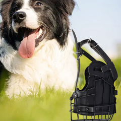 Wholesale Black Adjustable Breathable Luxury Dog Muzzle Cowhide