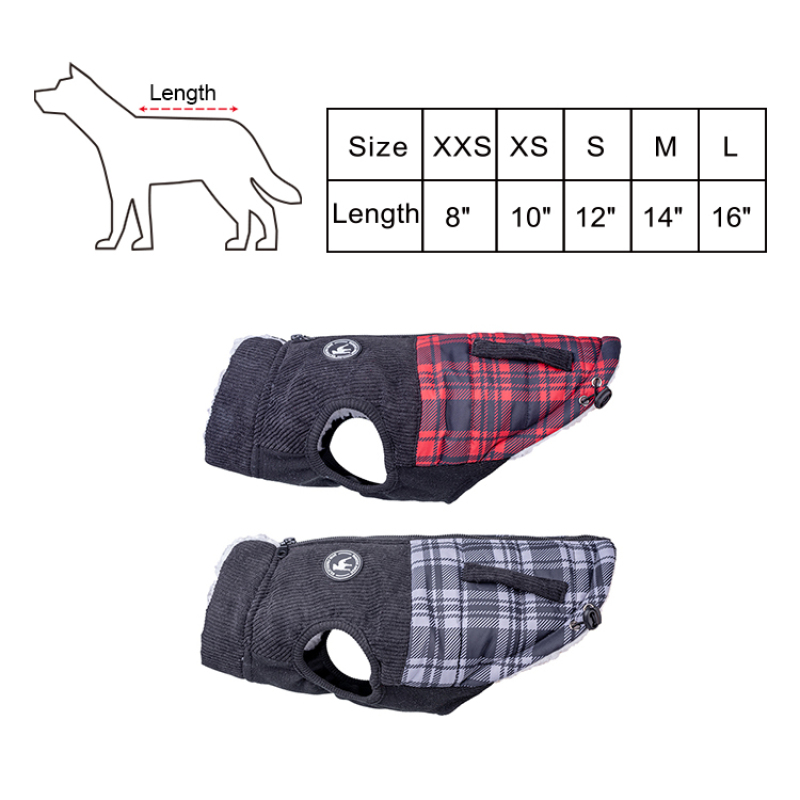 Manufacturer wholesale custom logo corduroy plaid dog coat winter
