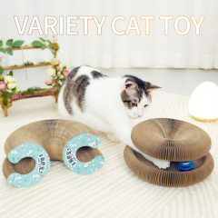 Manufacturer wholesale deformable foldable interactive corrugated cat scratcher cardboard
