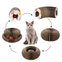 Manufacturer wholesale deformable foldable interactive corrugated cat scratcher cardboard
