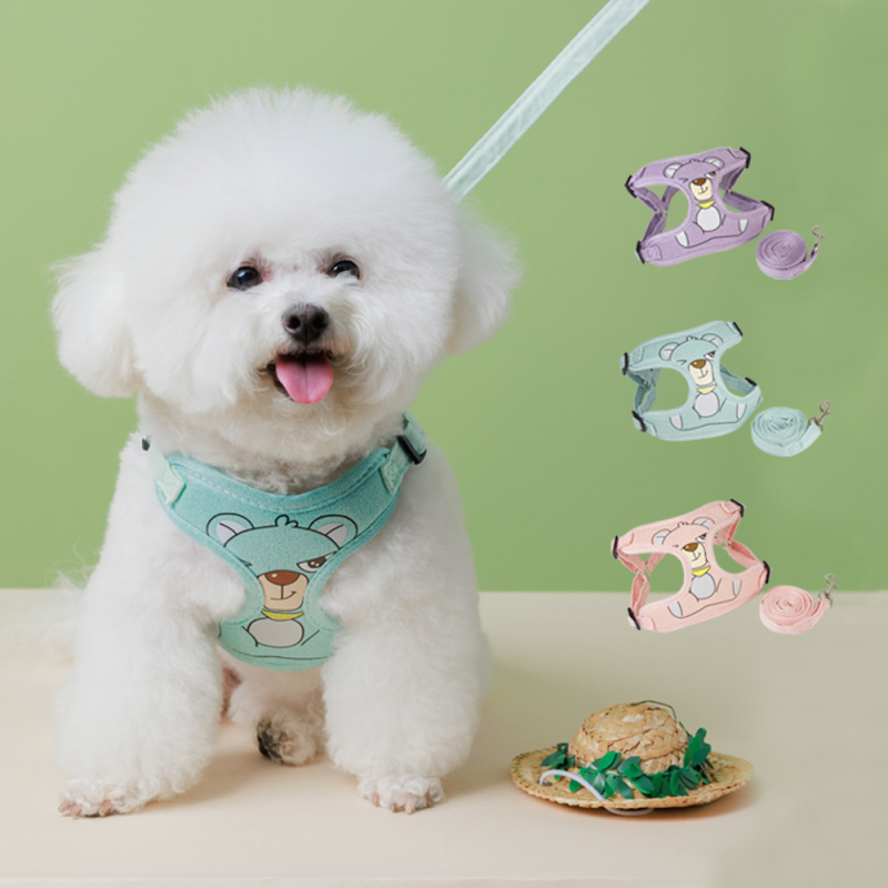 Manufacturer Wholesale Suede Small Dog Harness and Leash