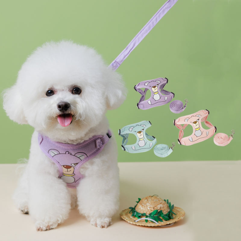 Manufacturer Wholesale Suede Small Dog Harness and Leash