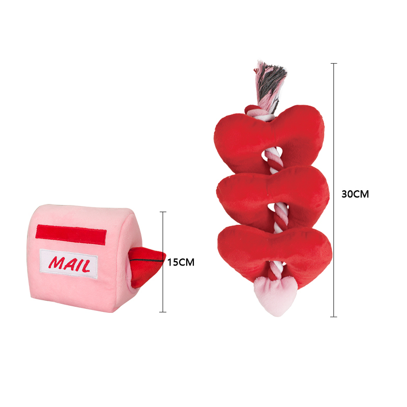 Manufacturer wholesale valentines red pink dog plush rope toys set