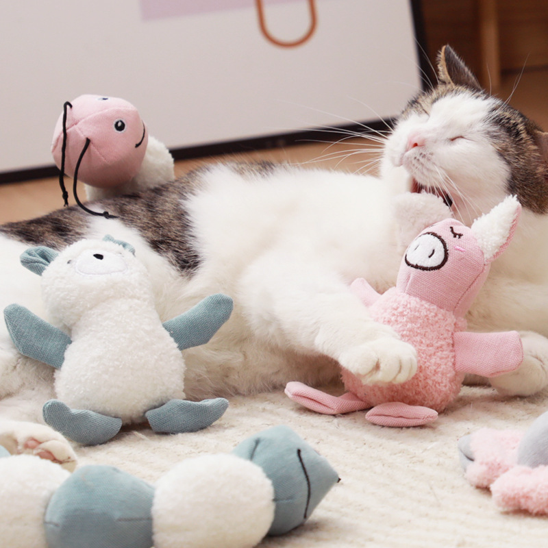 Manufacturer wholesale cute design short cat plush toys with catnip