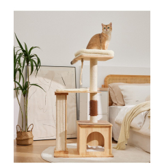 Manufacturer wholesale wooden cat tree scratcher with scratch brush