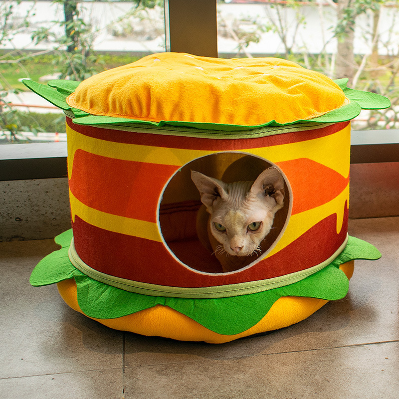 Manufacturer wholesale hamburger french fries cat bed cute design