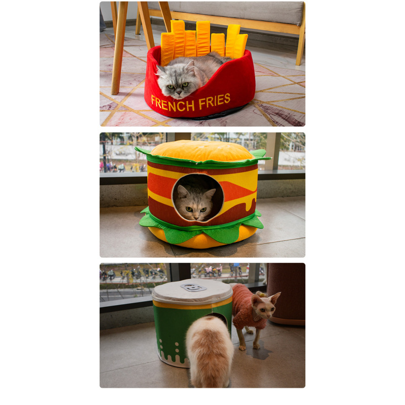 Manufacturer wholesale hamburger french fries cat bed cute design