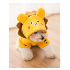 Manufacturer wholesale cute lion design short plush dog hoodie winter