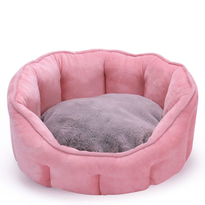 Manufacturer wholesale warm grey pink yellow cat soft plush bed