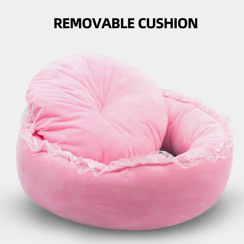 Wholesale Warm Soft Pink Blue Cat Dog Pet Round Bed