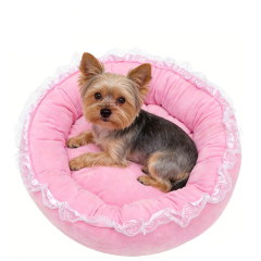 Wholesale Warm Soft Pink Blue Cat Dog Pet Round Bed
