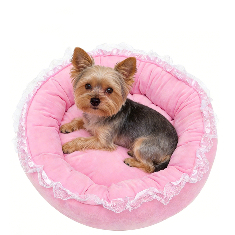 Wholesale Warm Soft Pink Blue Cat Dog Pet Round Bed