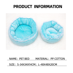 Wholesale Warm Soft Pink Blue Cat Dog Pet Round Bed