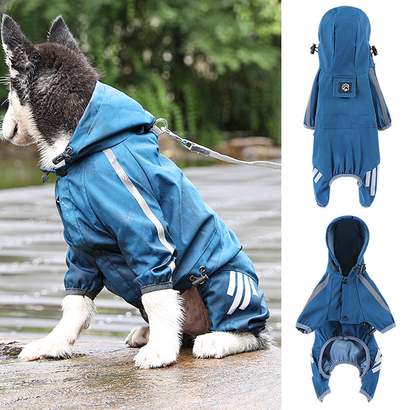 Wholesale Waterproof Reflective Stripe Dog Raincoat