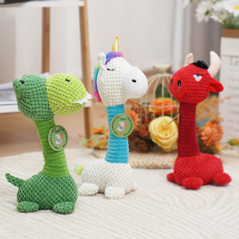 Manufacturer wholesale unicorn cattle short plush dog chewing toy