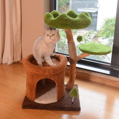 Wholesale Luxury Short Plush Cat Tree Solid Wood