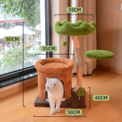 Wholesale Luxury Short Plush Cat Tree Solid Wood