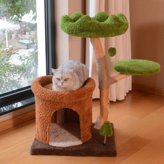 Wholesale Luxury Short Plush Cat Tree Solid Wood