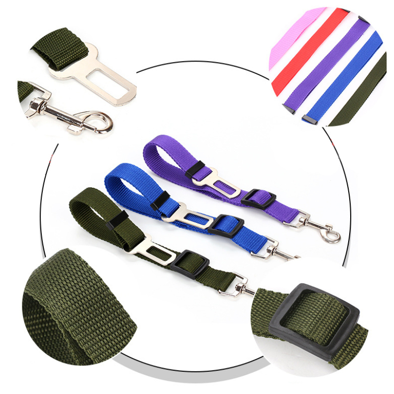 Manufacturer wholesale adjustable multi-colors nylon pet dog seat belt leash