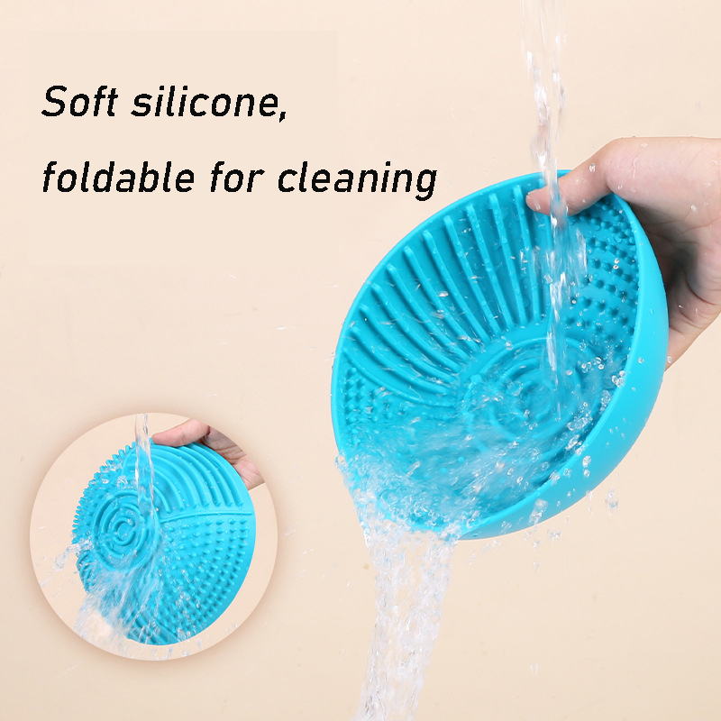 Manufacturer wholesale foldable washing soft silicone dog slow feeder lick bowl with base