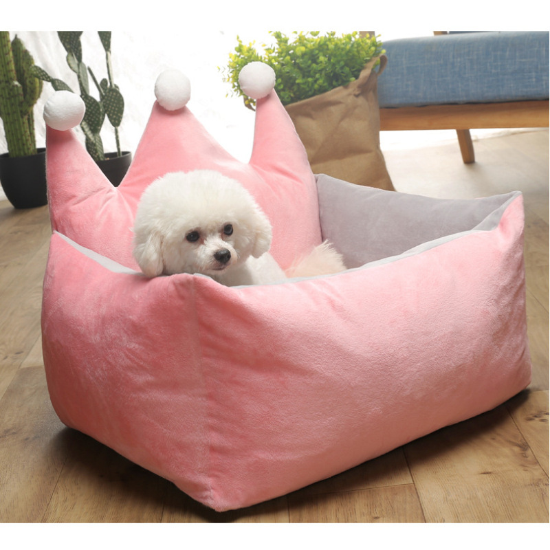 Manufacturer wholesale pink grey yellow princess dog bed with crown shape