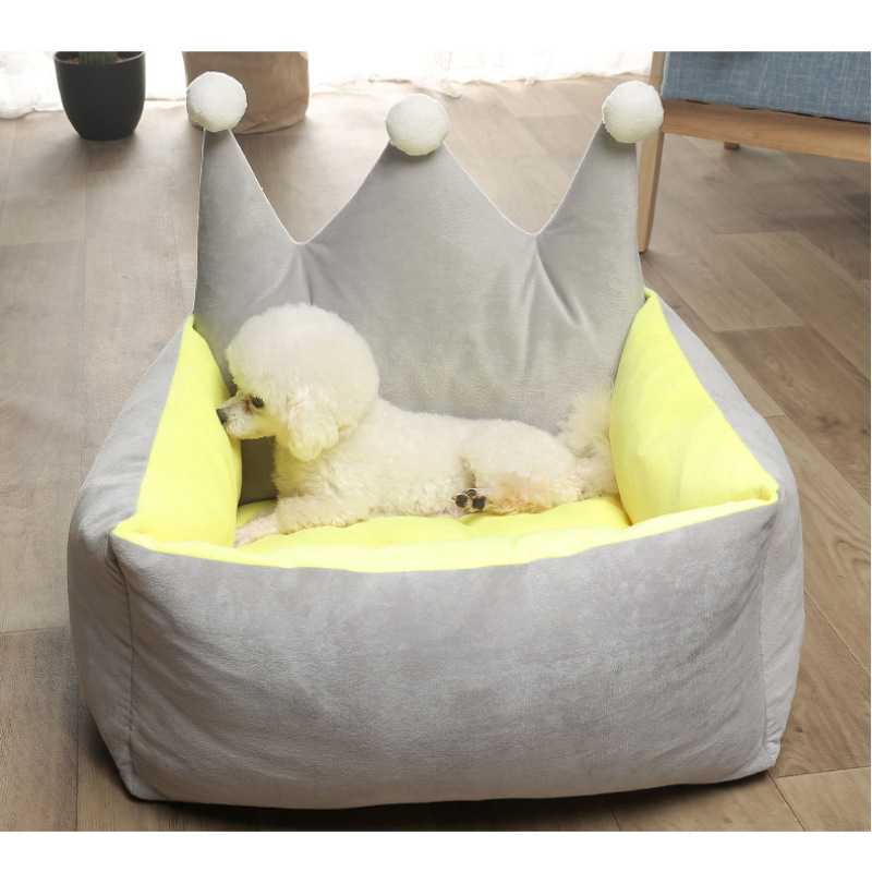 Manufacturer wholesale pink grey yellow princess dog bed with crown shape
