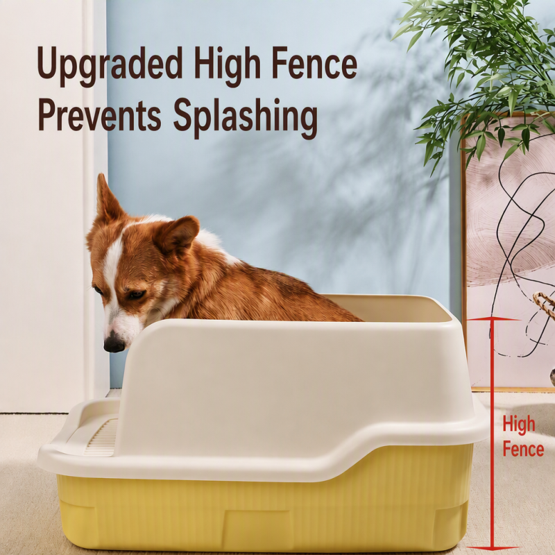 Wholesale Plastic Green Yellow Washable Detachable Cat Litter Box