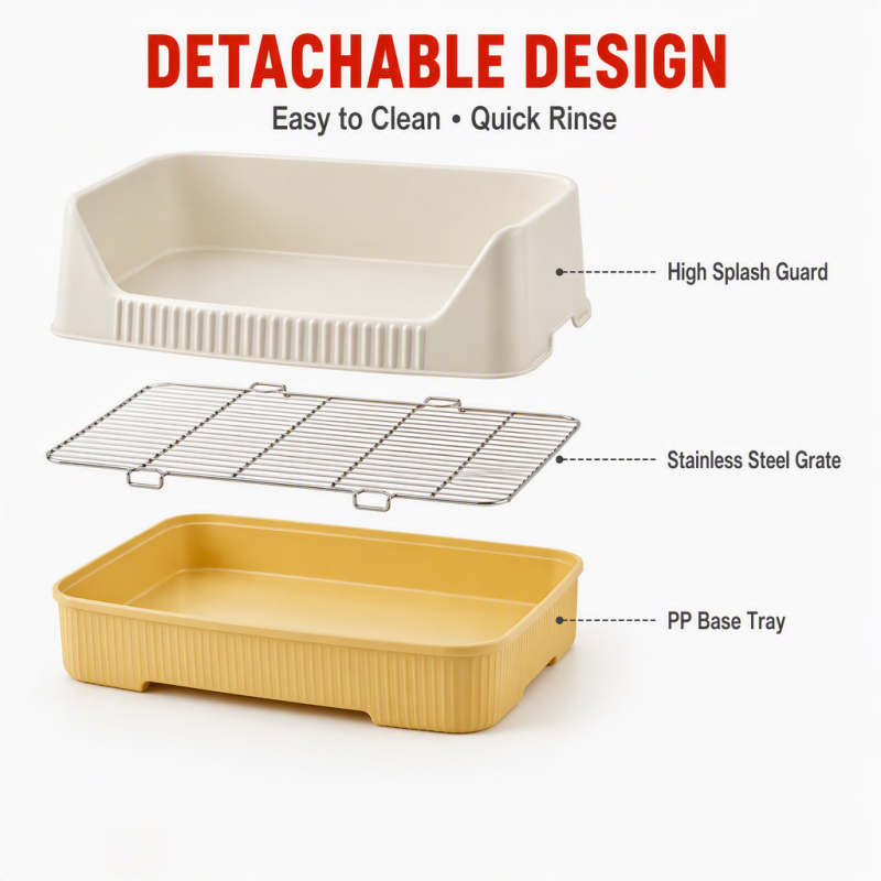 Wholesale Plastic Green Yellow Washable Detachable Cat Litter Box