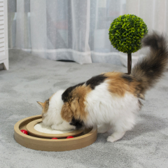 wholesale manufacturer interactive wooden board cat toy round sisal scratch